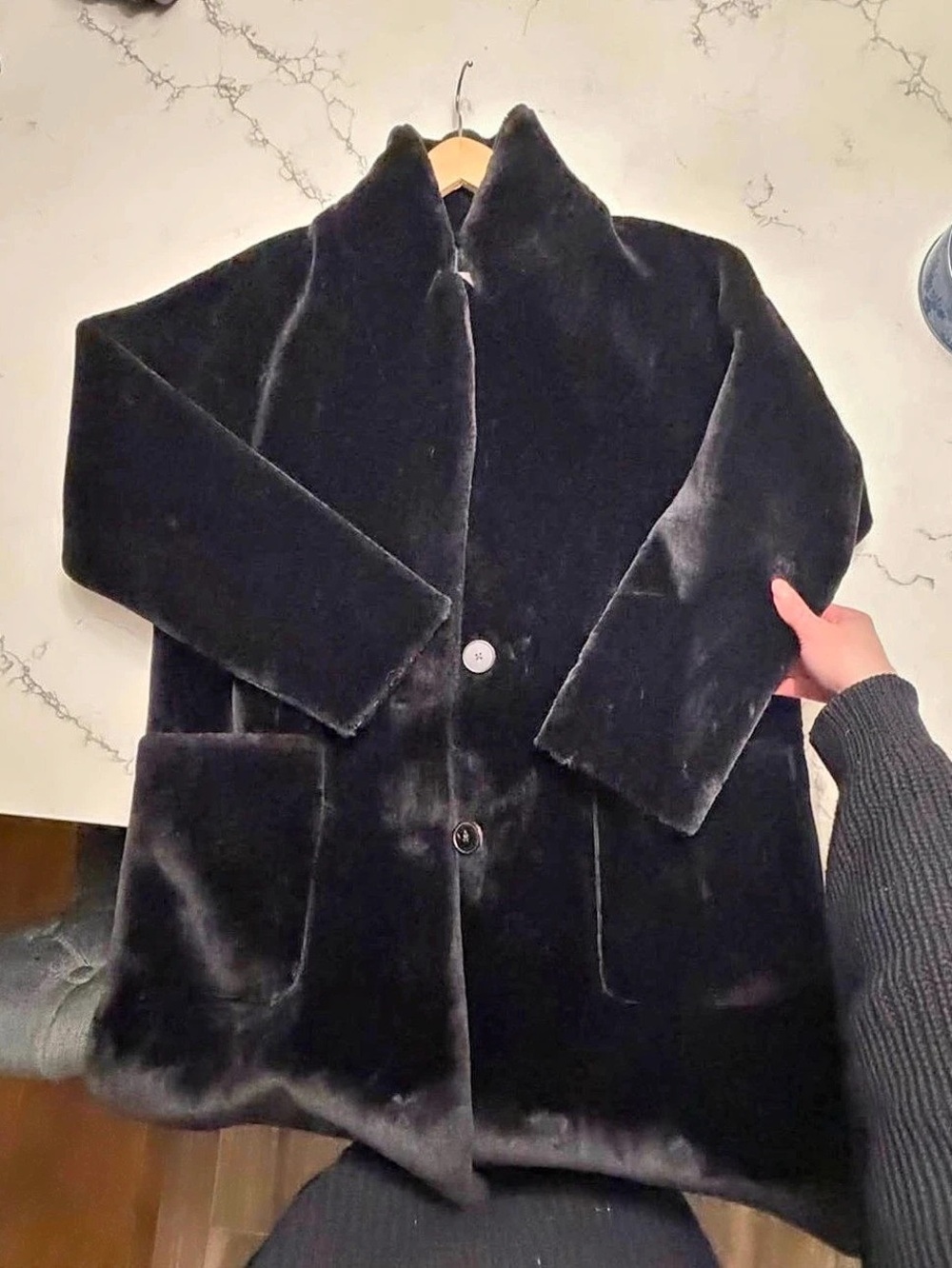 Zara Black Faux Leather Jacket Size 10